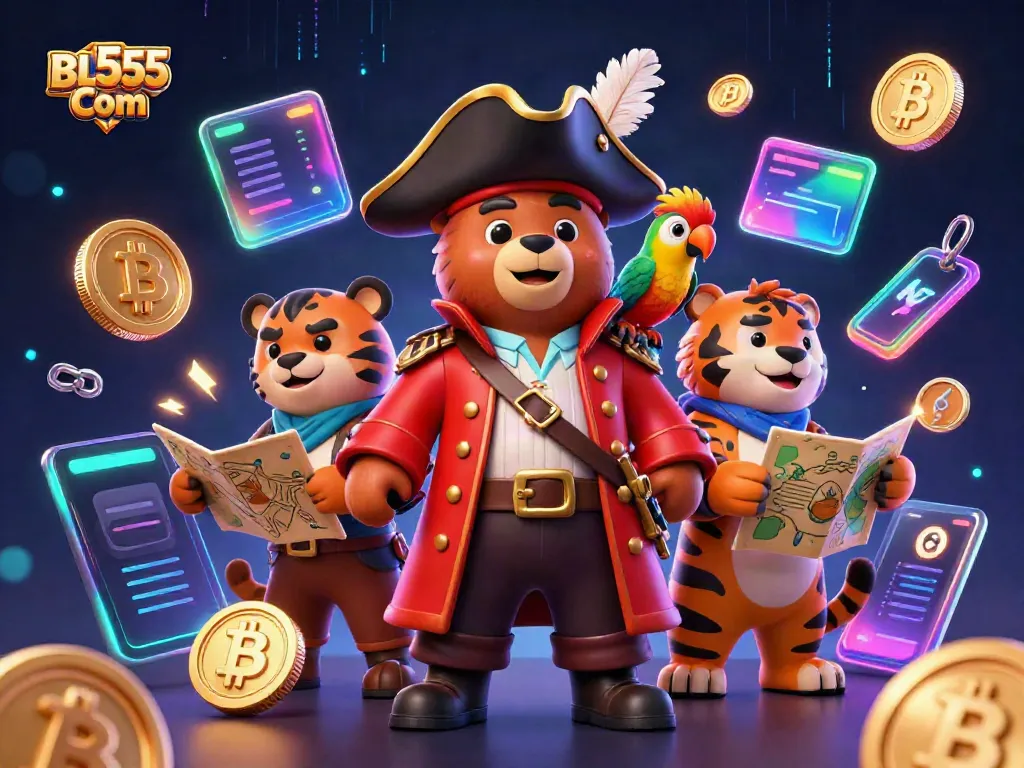 Engage with BL555 Com and win in an ultra-detailed illustration of a casino pirate adventure.