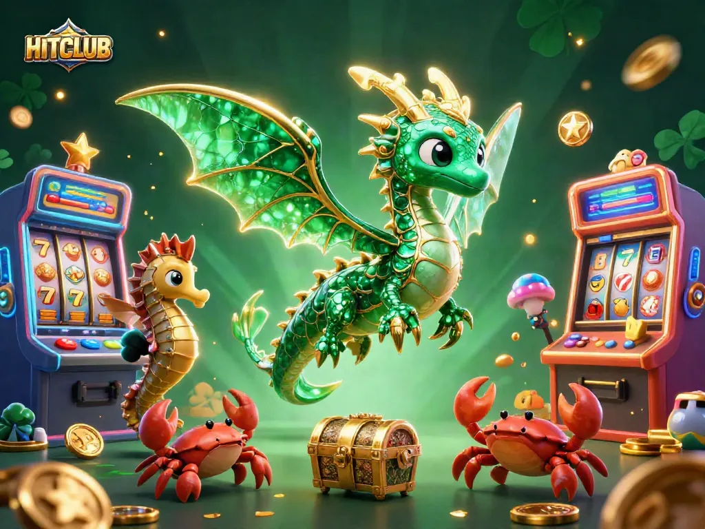 Experience thrilling gameplay at HITCLUB with vibrant 3D characters and slot machines, capturing the essence of online casinos.